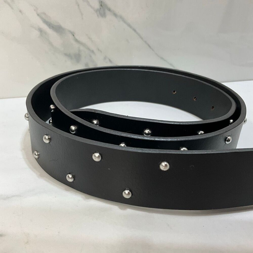 LUCKY BRAND Black Leather Studded Belt Large - Picture 2 of 5